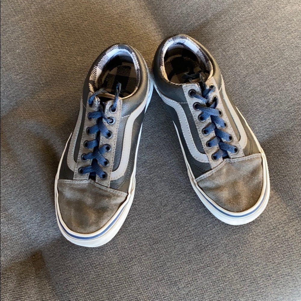 Boys’ Suede/Leather Vans Black Grey Blue Size 6